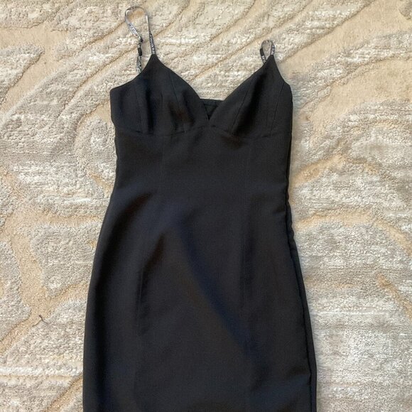 VERSACE JEANS V-Neck Mini Dress VERSACE WOMEN Logo straps mini dress Black - Picture 3 of 9